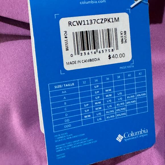 Columbia Medium High-Impact Sports Bra Omni-Freeze Zero Racerback Padded Purple - Picture 10 of 10